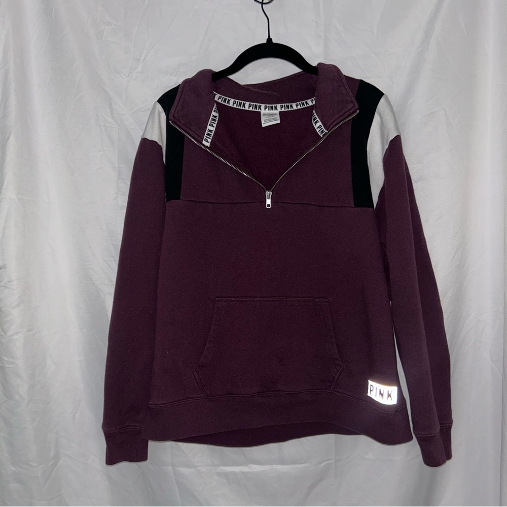 PINK Victoria's Secret Top Long Sleeve Pullover Quarter Zip Relaxed Fit Shirt M
